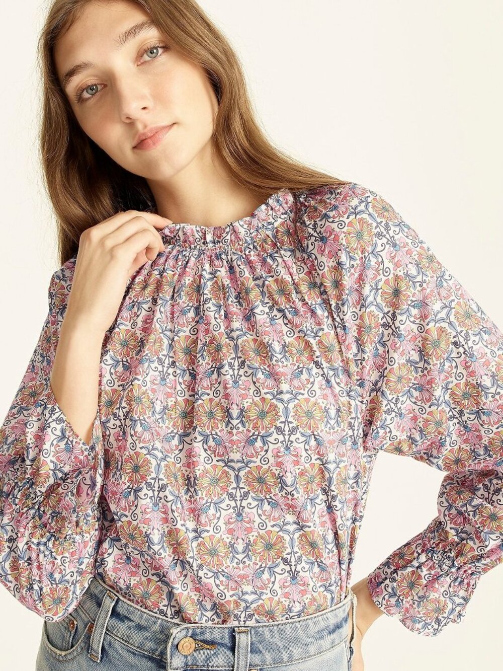 J. Crew x Liberty Honeysuckle Floral Tie Waist Top Size Small